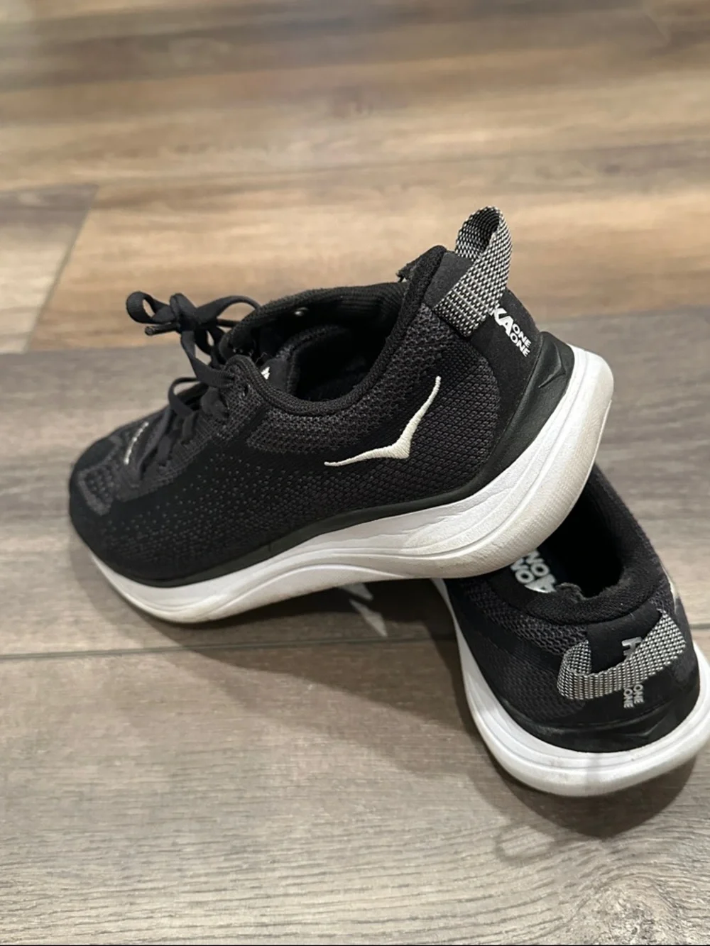 Hoka One One Black and White Women's Knit Sneakers